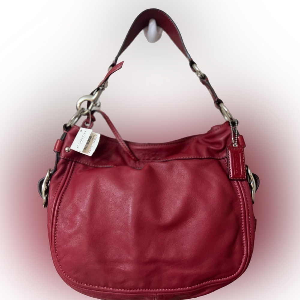 Coach Cherry Red Leather Shoulder Bag #F12071